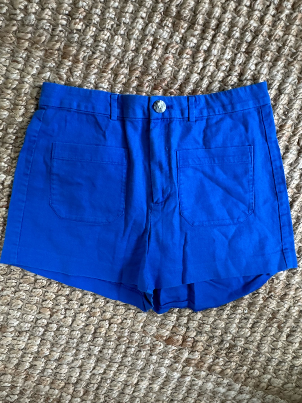 Madewell Bright Royal Blue High-Waist Shorts with Front Patch Pockets